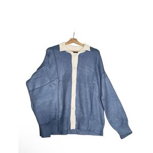 NEW Womens Sz 2XL Blue Preppy Long Sleeve Button Down Cardigan Sweater Winter